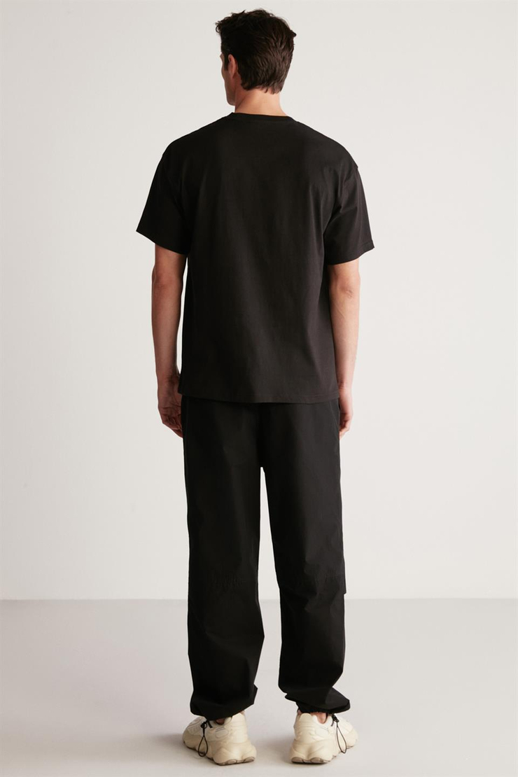 SERGIO Örme Oversize Siyah Tekli T-Shirt