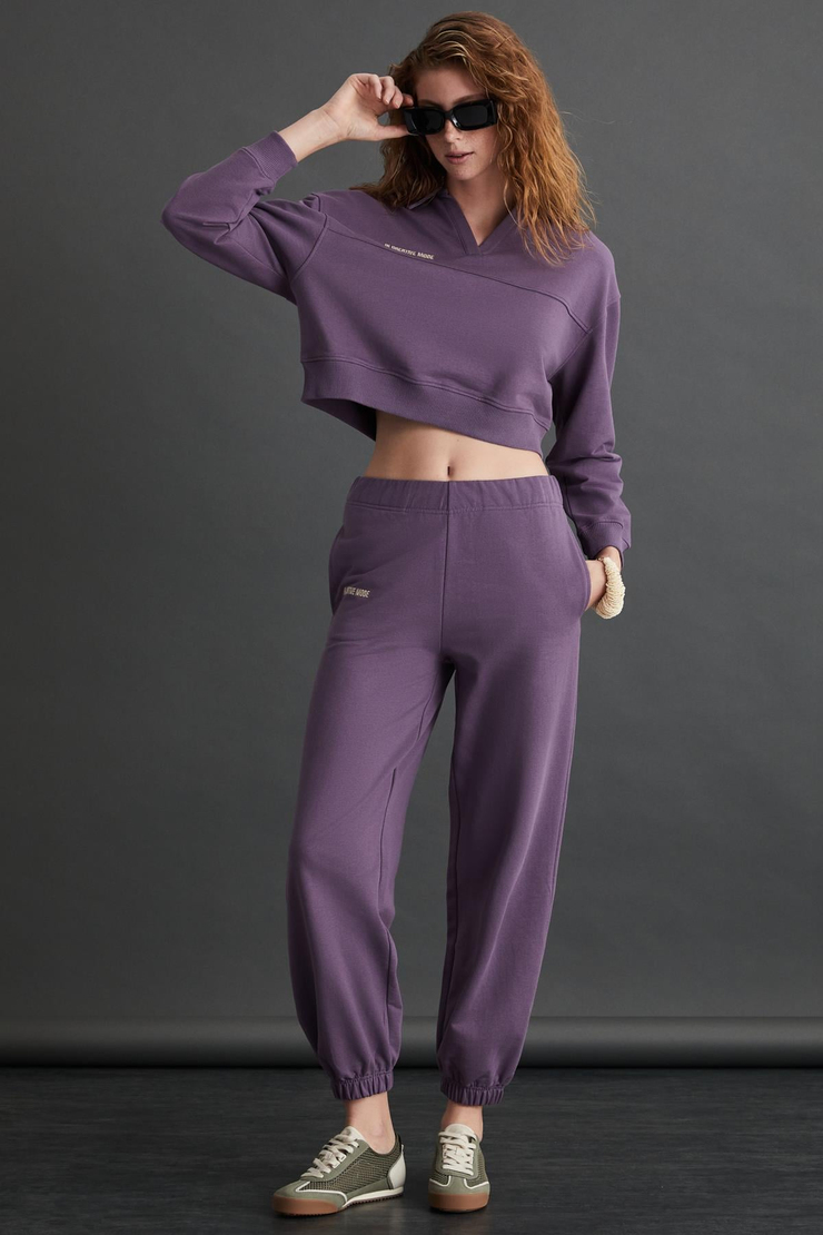 SHANELL Basic Regular Mor Tekli Sweatshirt