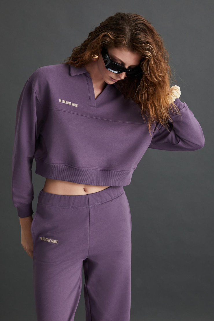 SHANELL Basic Regular Mor Tekli Sweatshirt