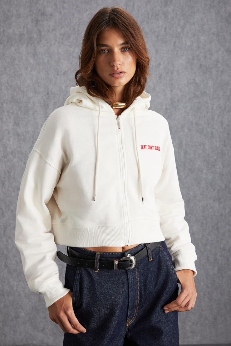 SHAYNA Basic Regular Ekru Tekli Sweatshirt