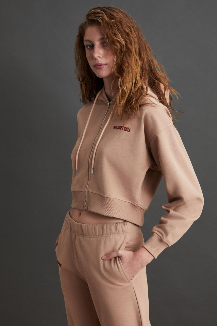 SHAYNA Basic Regular Vizon Tekli Sweatshirt