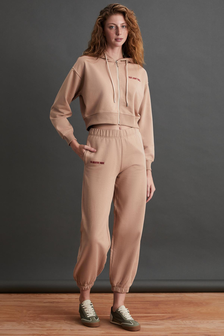 SHAYNA Basic Regular Vizon Tekli Sweatshirt