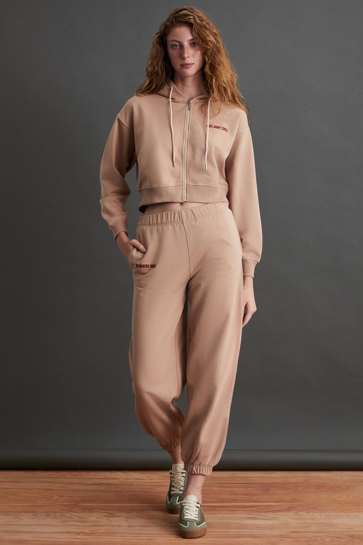 SHAYNA Basic Regular Vizon Tekli Sweatshirt