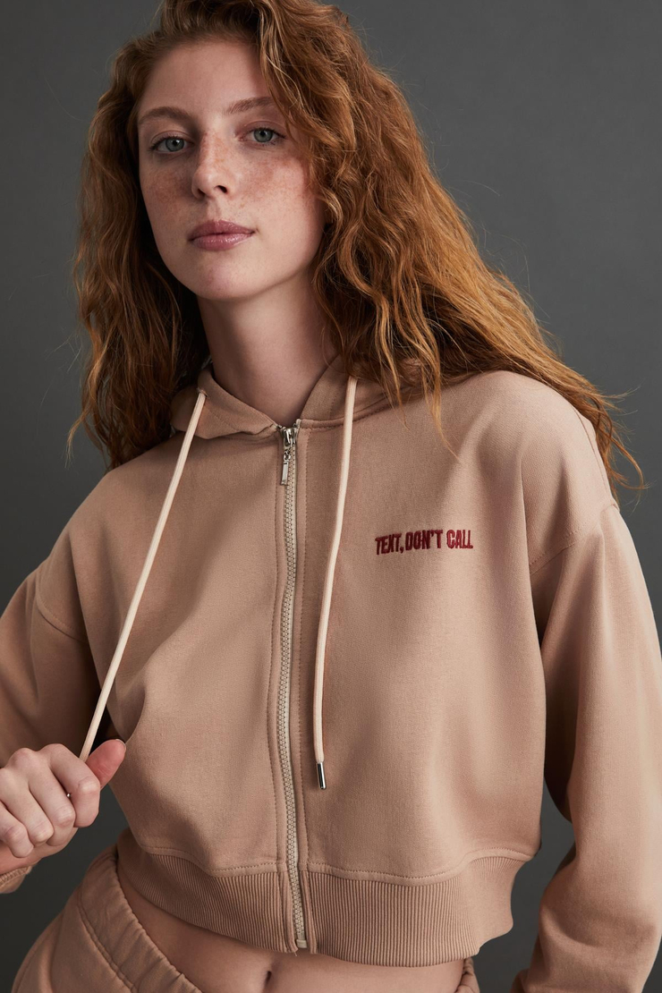SHAYNA Basic Regular Vizon Tekli Sweatshirt