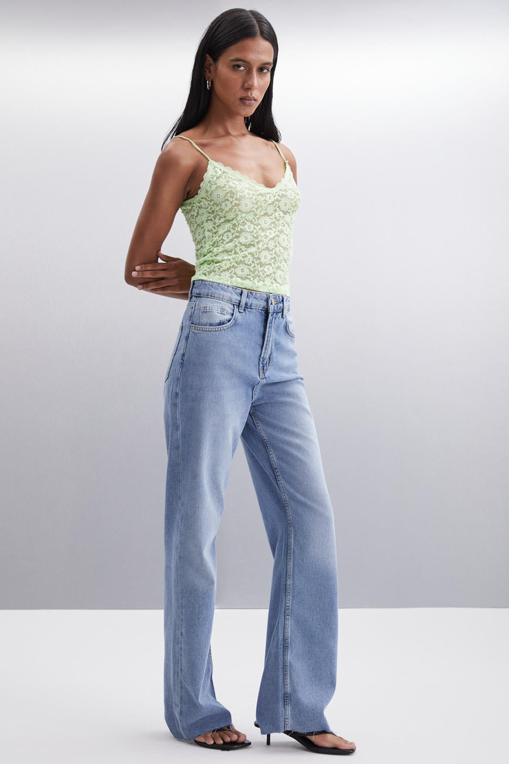SHEYLA Jogger Regular Jogger Mavi Tekli Pantolon