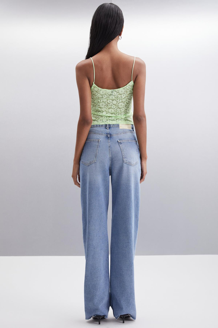 SHEYLA Jogger Regular Jogger Mavi Tekli Pantolon