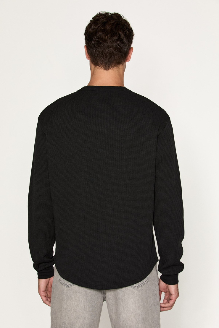 SIELLA Erkek Organik Pamuklu Patlı Uzun Kollu Siyah Sweatshirt