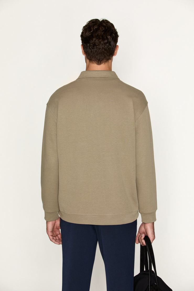 SIELLA Erkek Organik Pamuklu Patlı Uzun Kollu Yeşil Sweatshirt