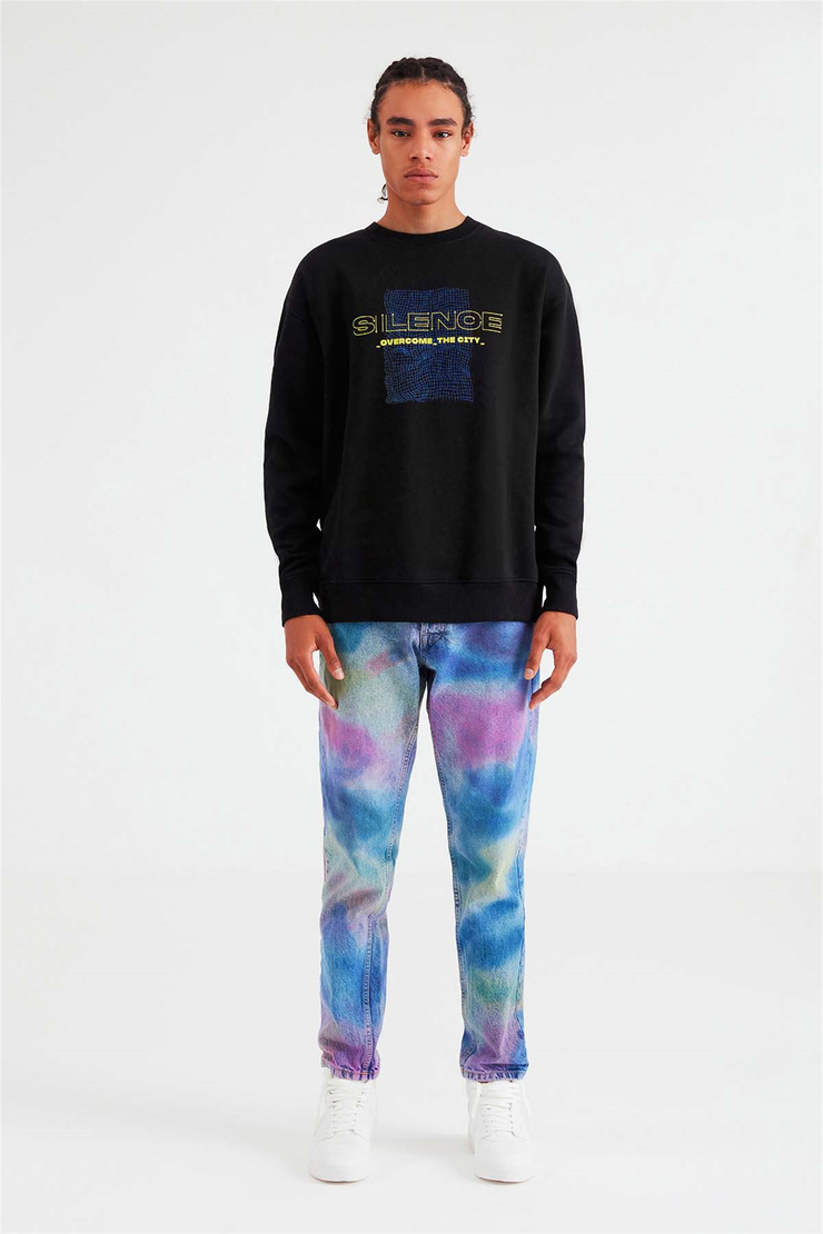SILENCE Örme Comfort Fit Siyah  Sweatshirt