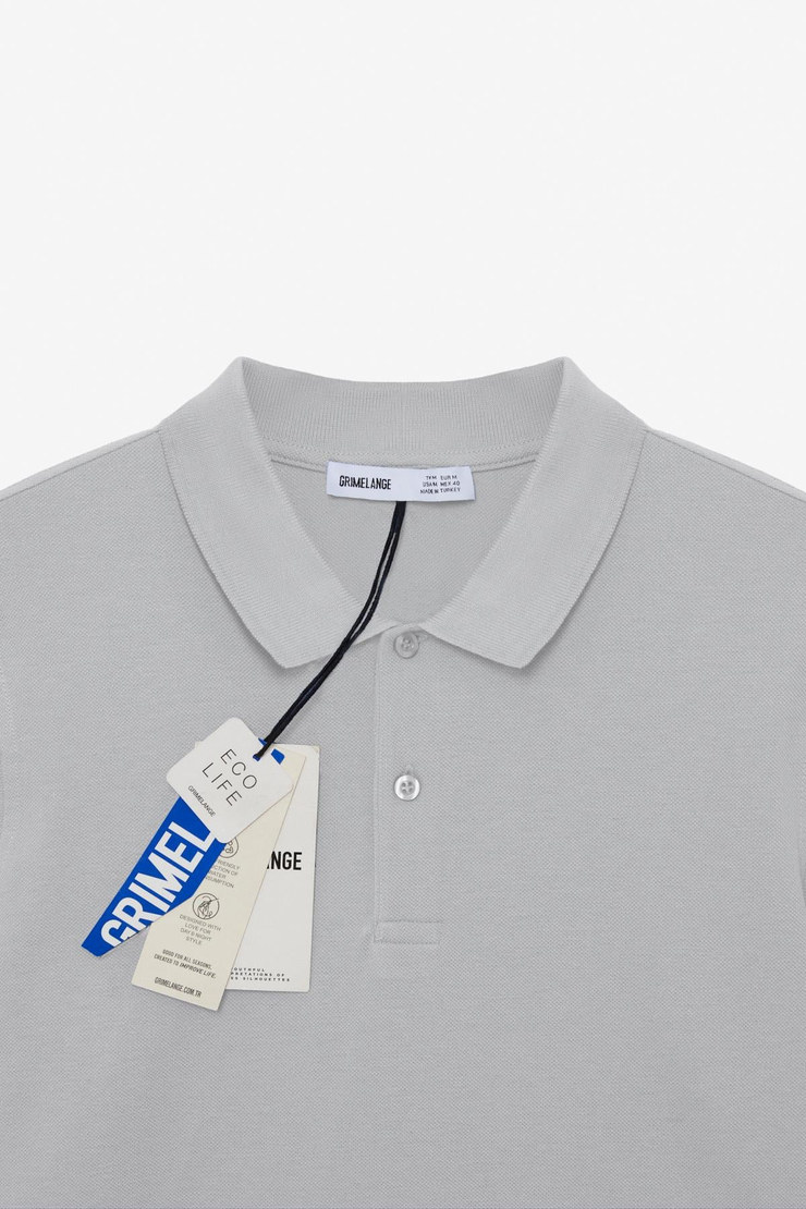 SKYLOOM Erkek %100 Pamuk Kısa Kollu Regular Fit Gri Polo Yaka T-shirt
