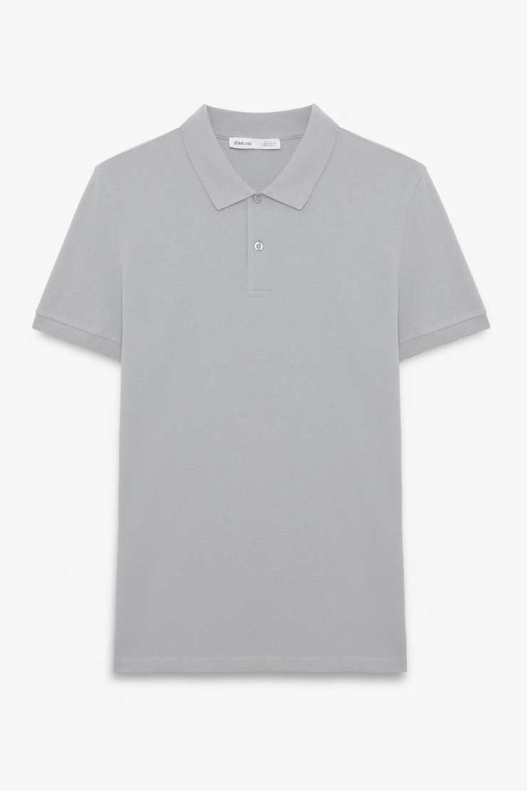 SKYLOOM Erkek %100 Pamuk Kısa Kollu Regular Fit Gri Polo Yaka T-shirt