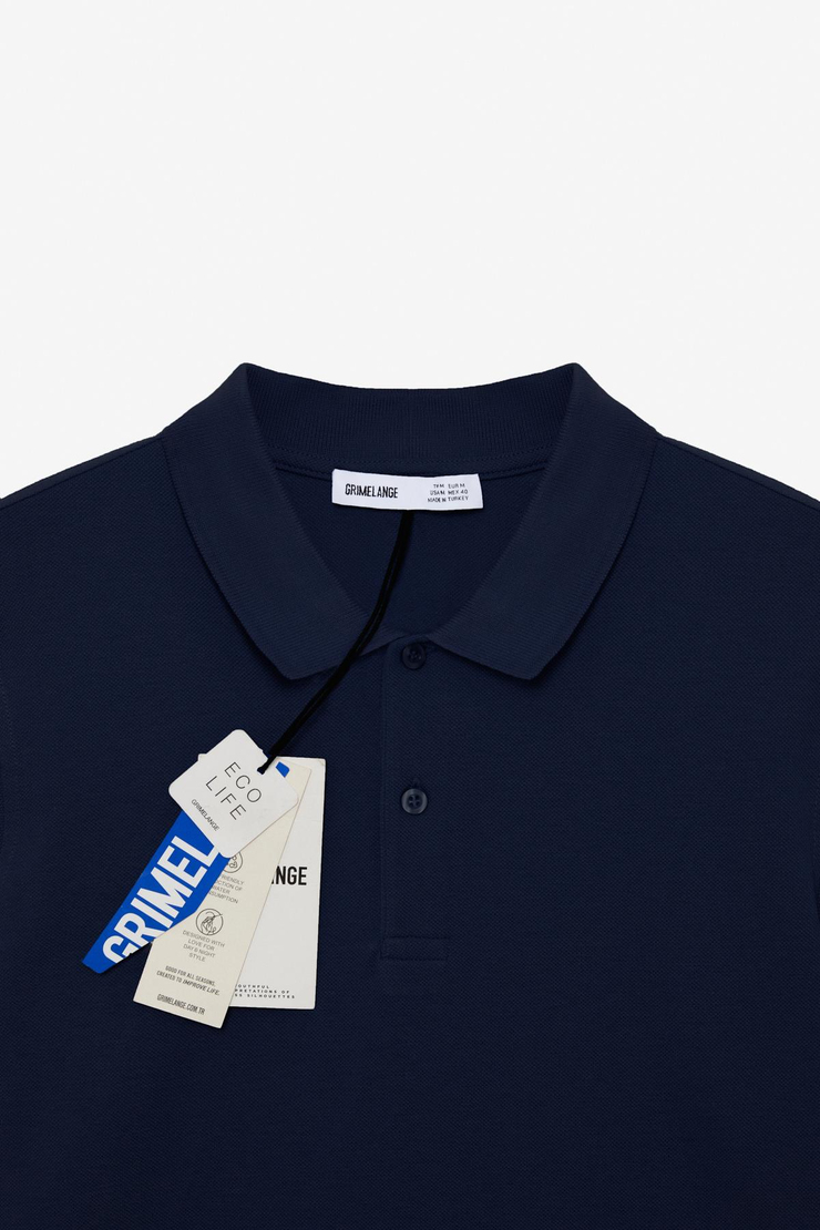 SKYLOOM Erkek %100 Pamuk Kısa Kollu Regular Fit Lacivert Polo Yaka T-shirt