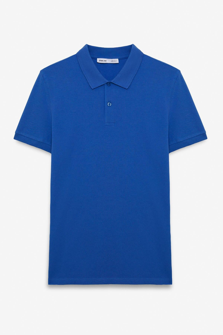 SKYLOOM Erkek %100 Pamuk Kısa Kollu Regular Fit Saks Mavi Polo Yaka T-shirt