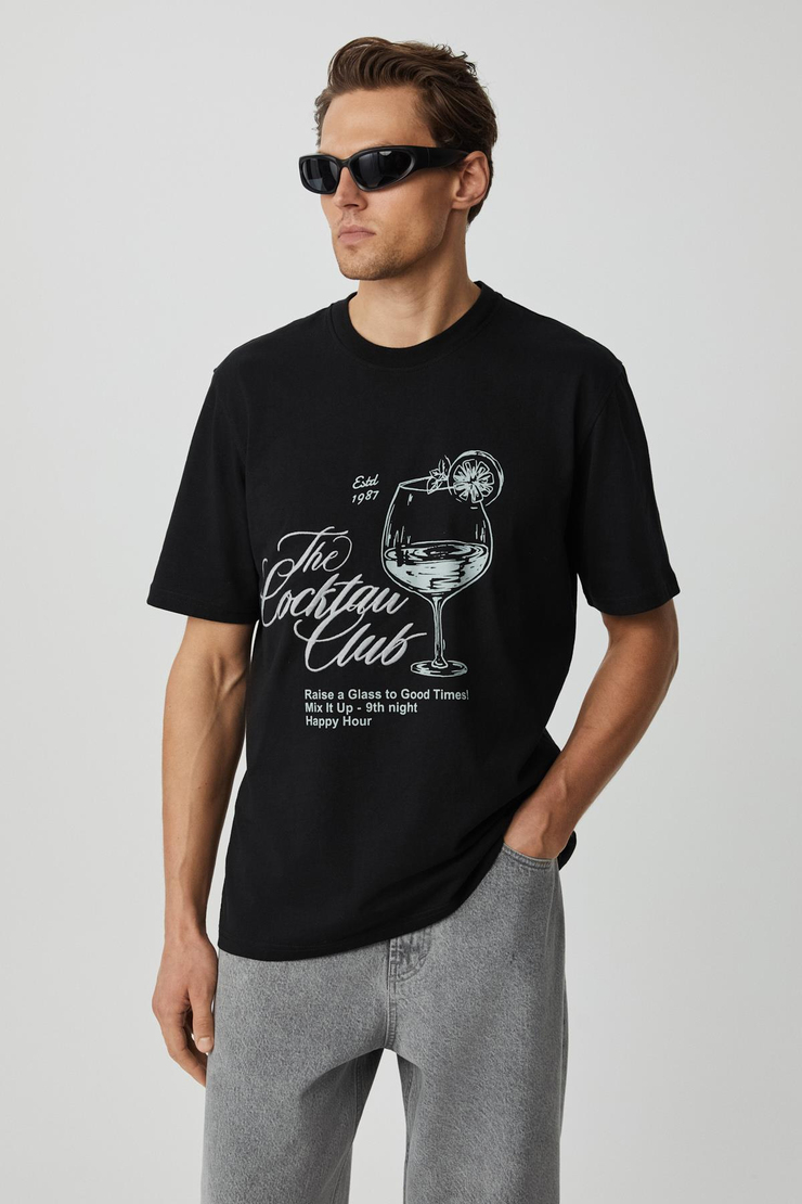 SLAVEN Erkek Süprem Siyah T-Shirt