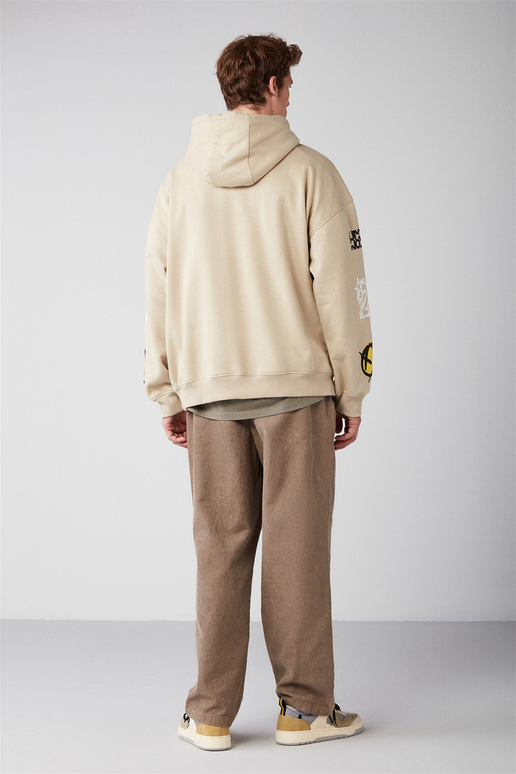 SMILE Örme Oversize Bej  Sweatshirt