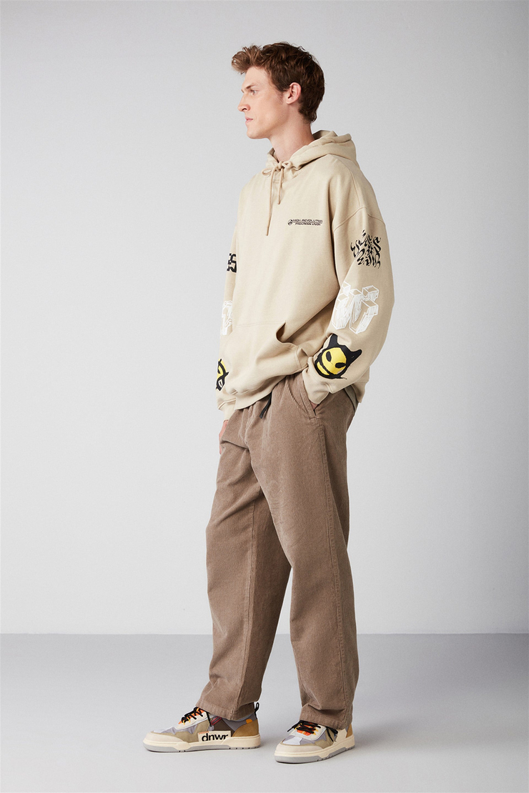 SMILE Örme Oversize Bej  Sweatshirt