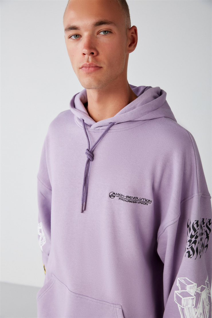 SMILE Örme Oversize Lila  Sweatshirt