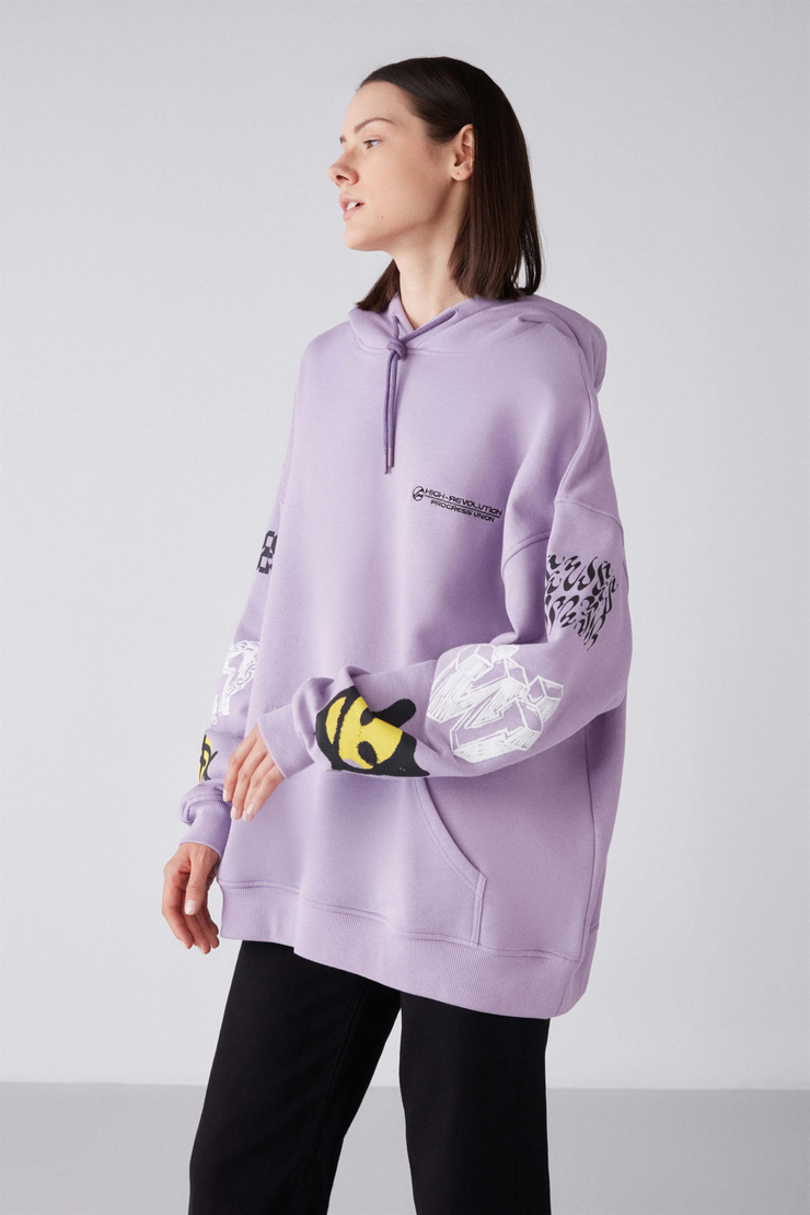 SOMARA Örme Oversize Lila  Sweatshirt