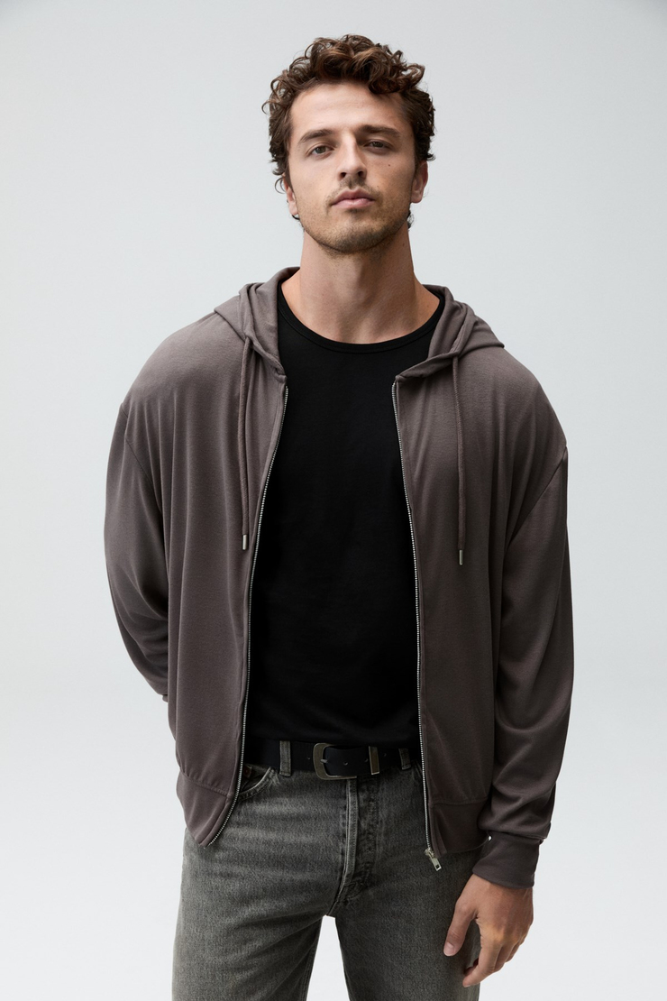 SOREN Erkek Kapüşonlu İnce Gri Sweatshirt