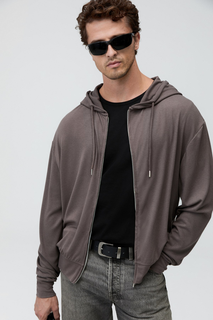 SOREN Erkek Kapüşonlu İnce Gri Sweatshirt