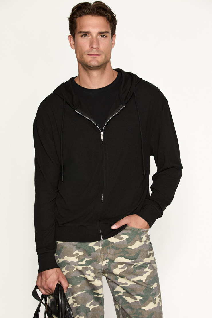 SOREN Erkek Kapüşonlu İnce Siyah Sweatshirt