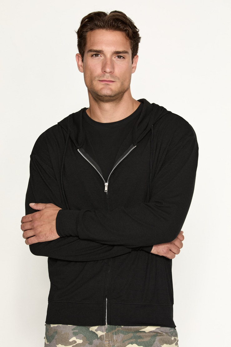 SOREN Erkek Kapüşonlu İnce Siyah Sweatshirt