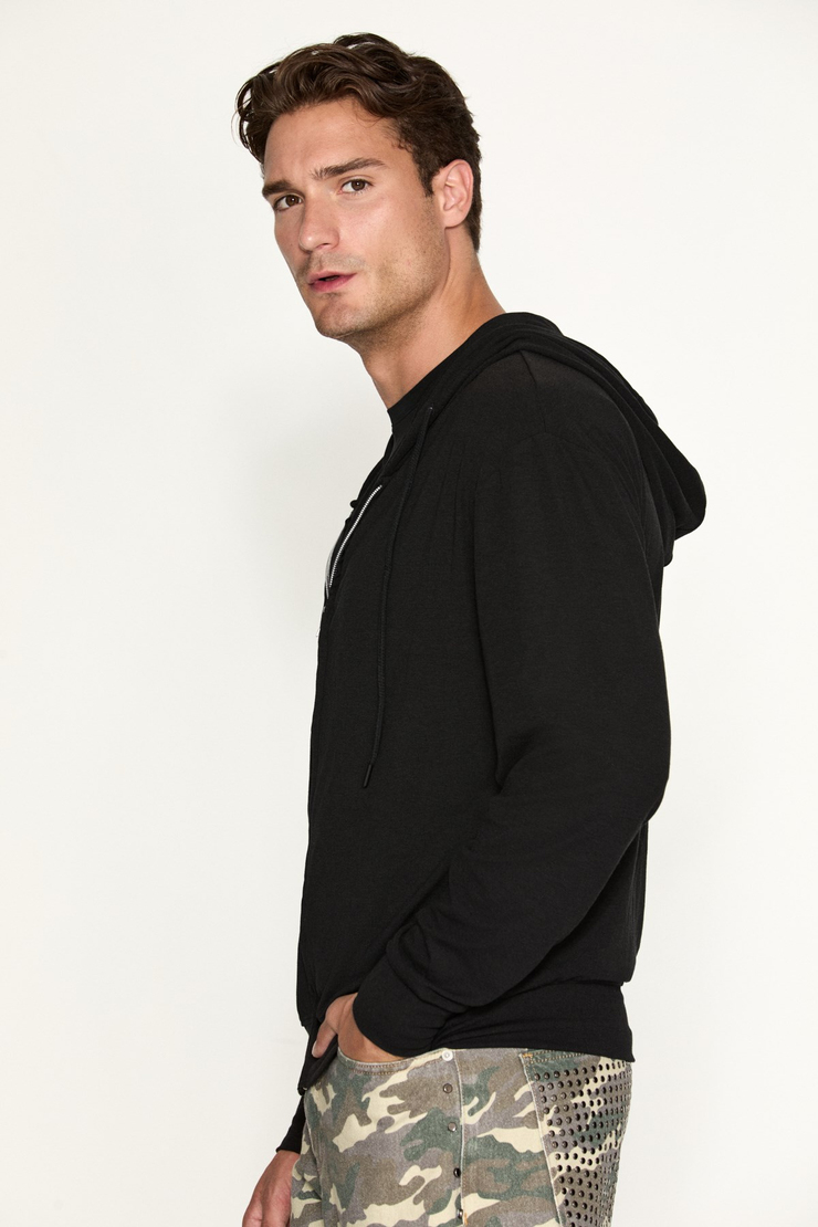 SOREN Erkek Kapüşonlu İnce Siyah Sweatshirt