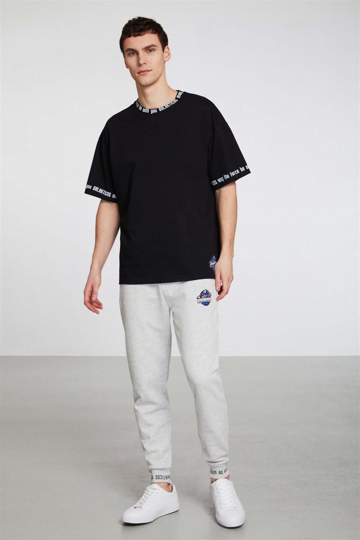 SPACE GALAKTICOS Örme Oversize Siyah  T-Shirt