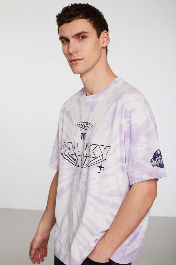 SPIRAL GALAKTICOS Örme Oversize Mor  T-Shirt