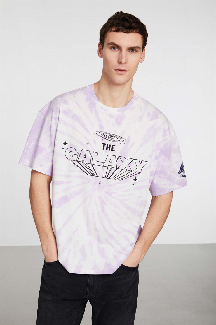 SPIRAL GALAKTICOS Örme Oversize Mor  T-Shirt