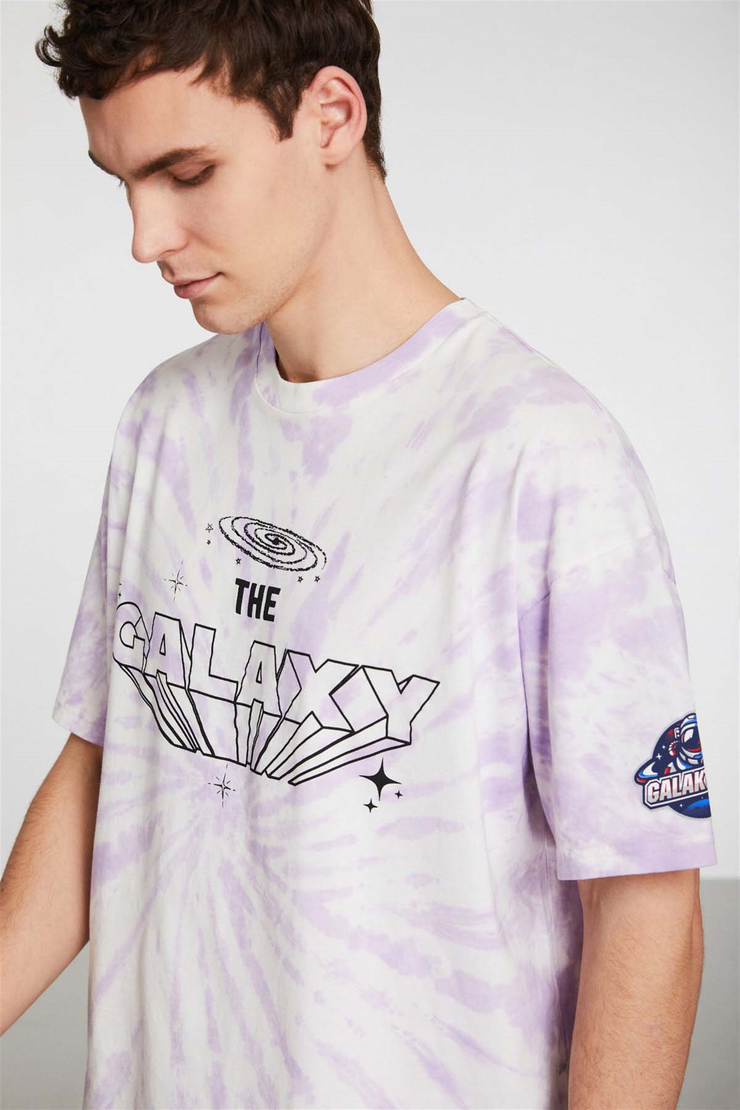 SPIRAL GALAKTICOS Örme Oversize Mor  T-Shirt
