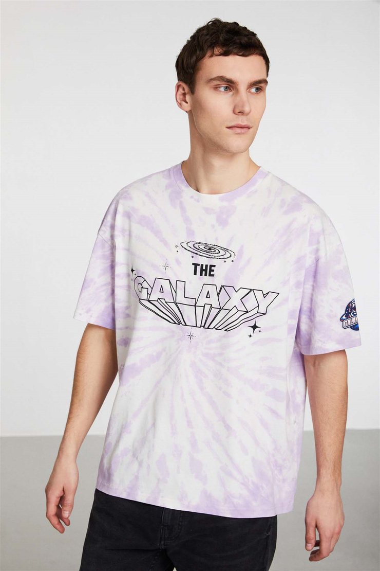 SPIRAL GALAKTICOS Örme Oversize Mor  T-Shirt