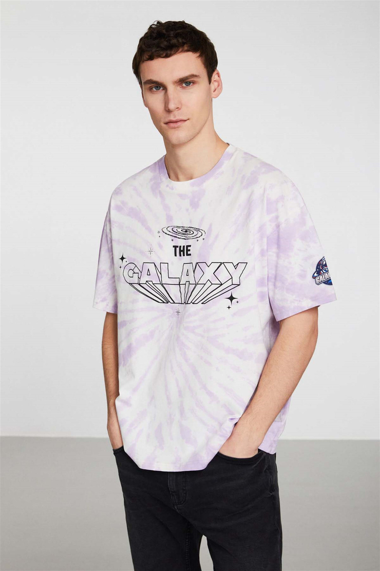 SPIRAL GALAKTICOS Örme Oversize Mor  T-Shirt