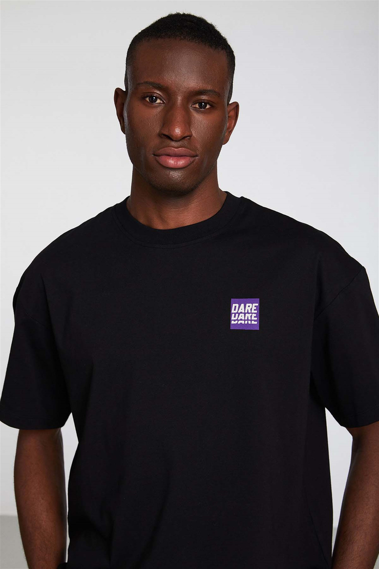 SPOTLIGHT Örme Oversize Siyah  T-Shirt