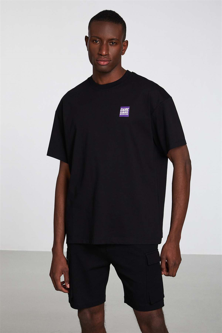 SPOTLIGHT Örme Oversize Siyah  T-Shirt