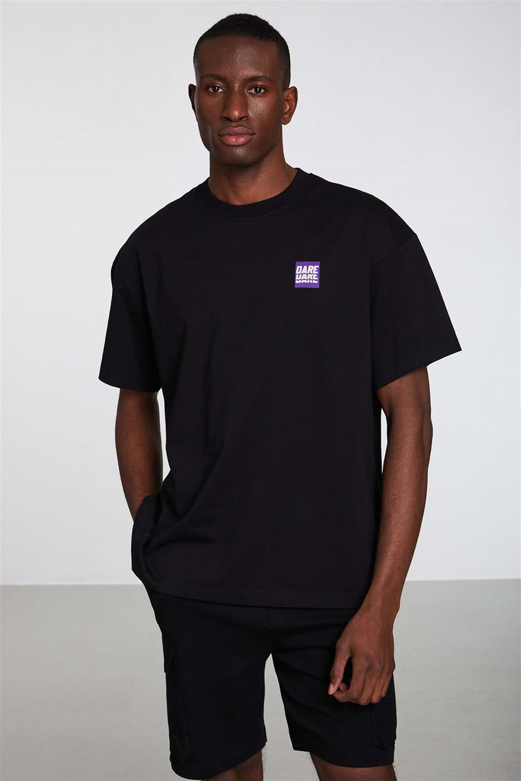 SPOTLIGHT Örme Oversize Siyah  T-Shirt