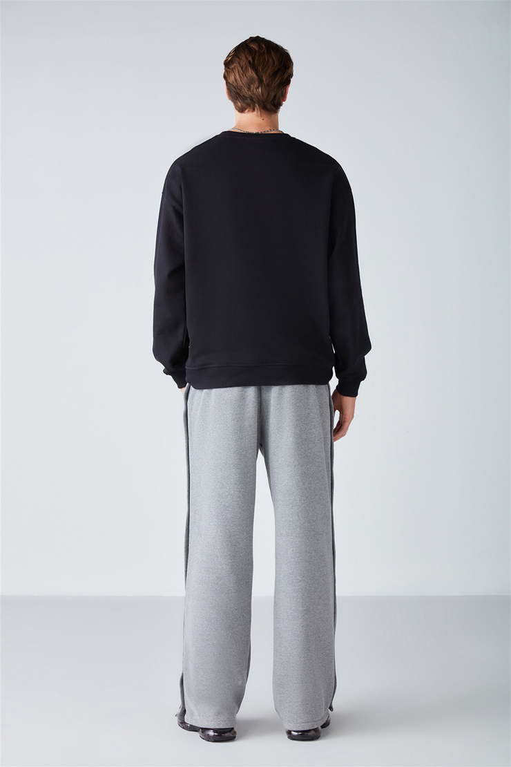 STEPHAN Örme Oversize Siyah  Sweatshirt