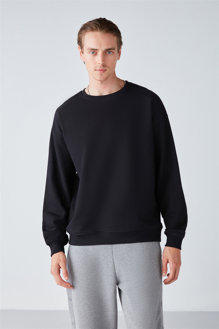 STEPHAN Örme Oversize Siyah  Sweatshirt