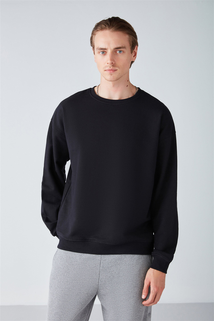 STEPHAN Örme Oversize Siyah  Sweatshirt