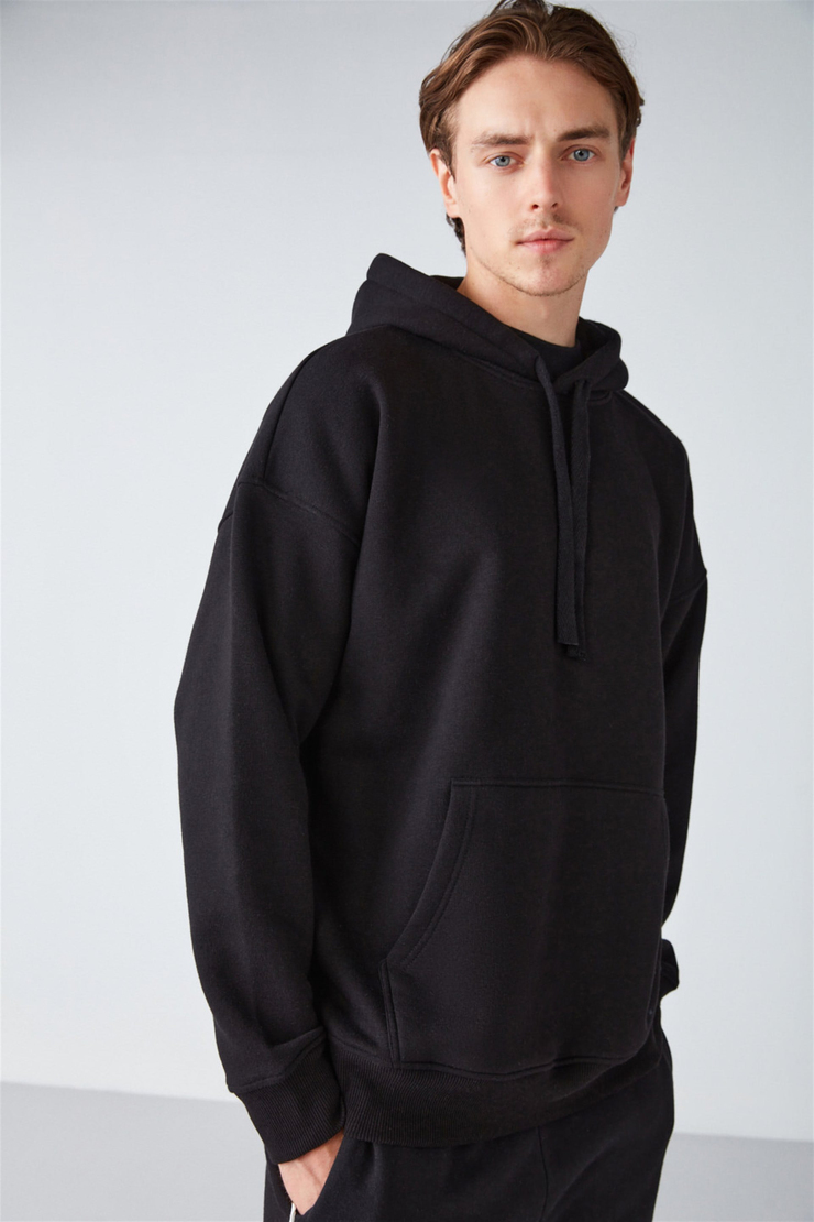 STEVE Örme Oversize Siyah  Sweatshirt