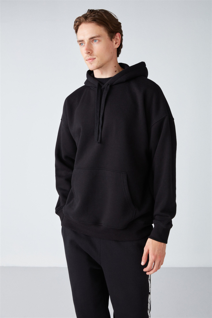 STEVE Örme Oversize Siyah  Sweatshirt