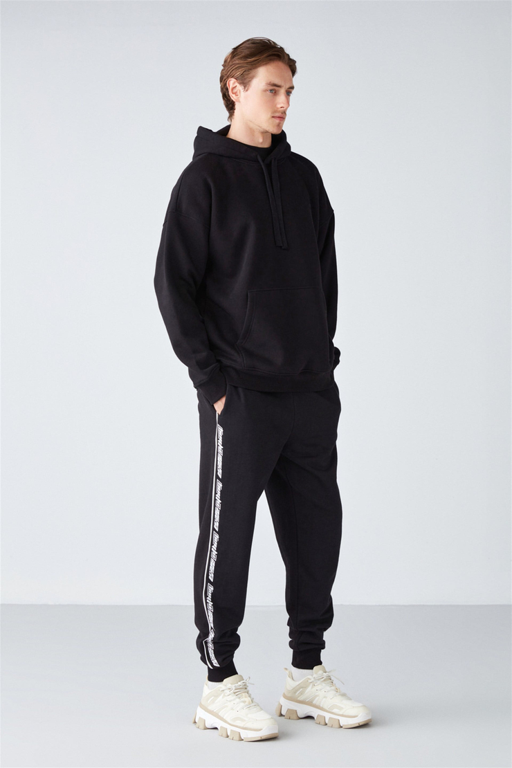 STEVE Örme Oversize Siyah  Sweatshirt