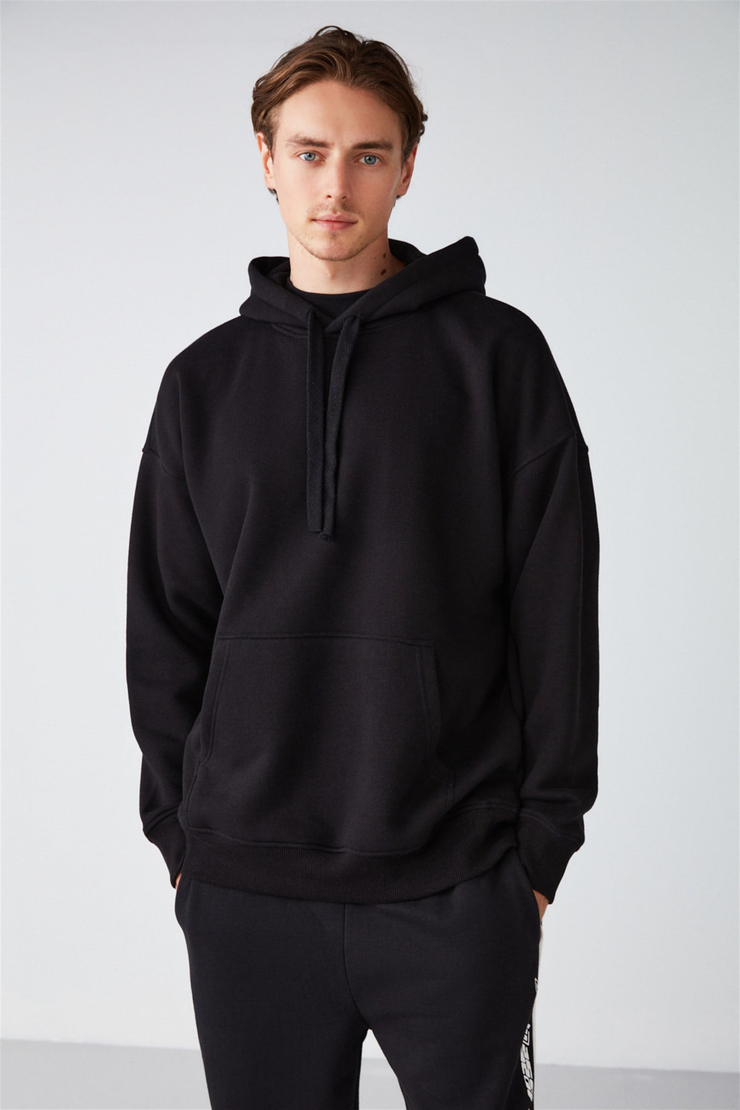 STEVE Örme Oversize Siyah  Sweatshirt