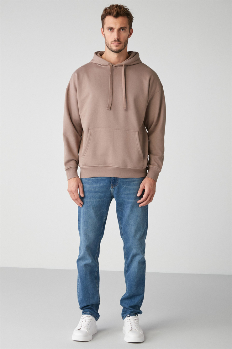 STEVE Örme Oversize Vizon  Sweatshirt
