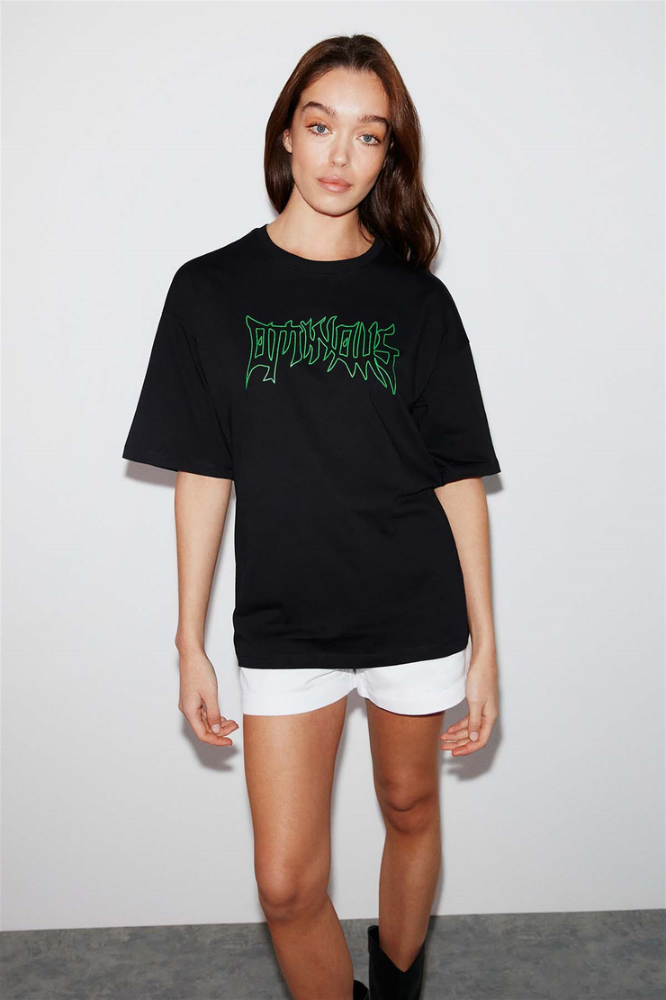 STREET Örme Oversize Siyah  T-Shirt