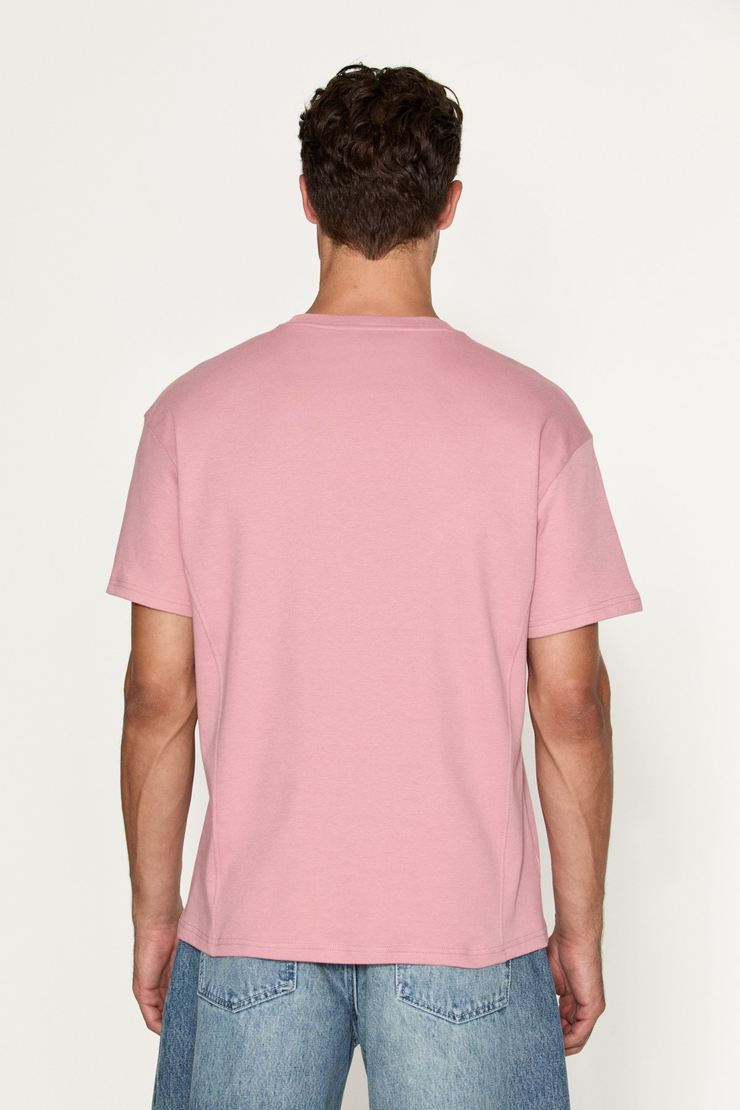 STUDIO Erkek Organik Pamuklu Biyeli Kısa Kollu Pembe T-Shirt