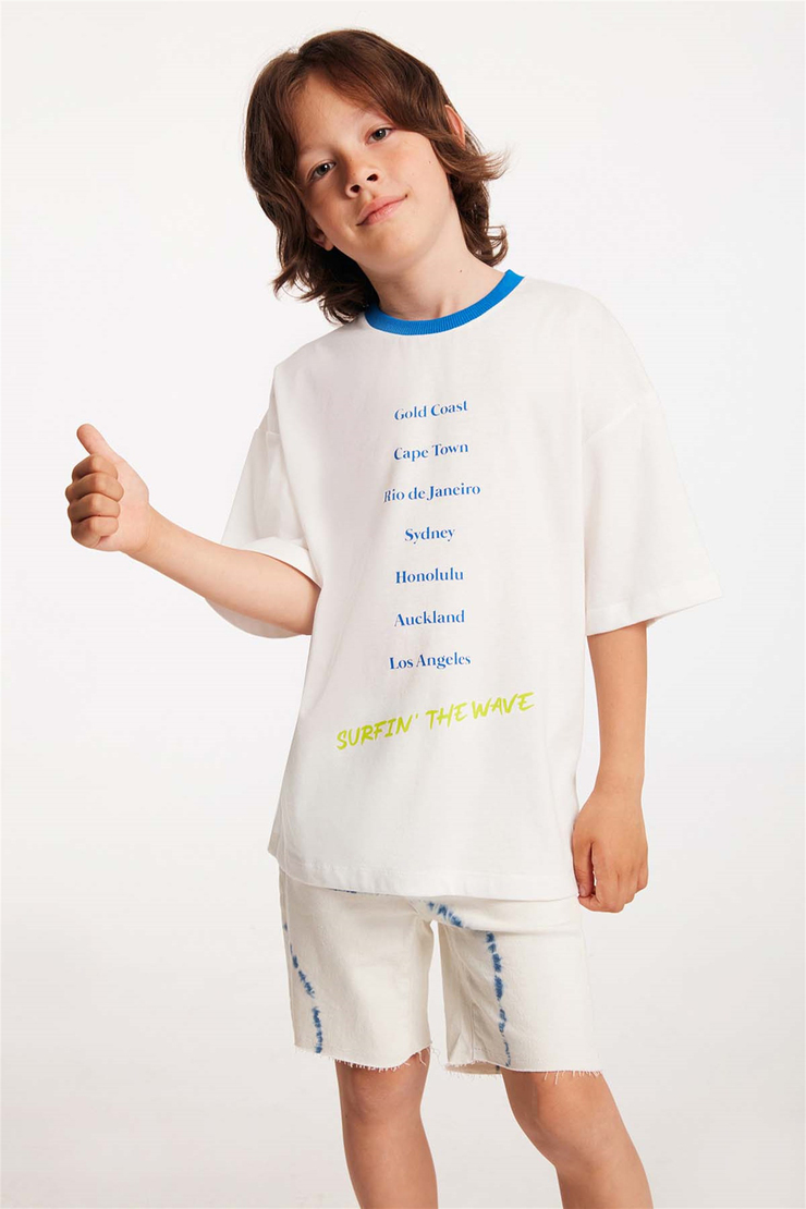 SURF Örme Comfort Fit Ekru  T-Shirt