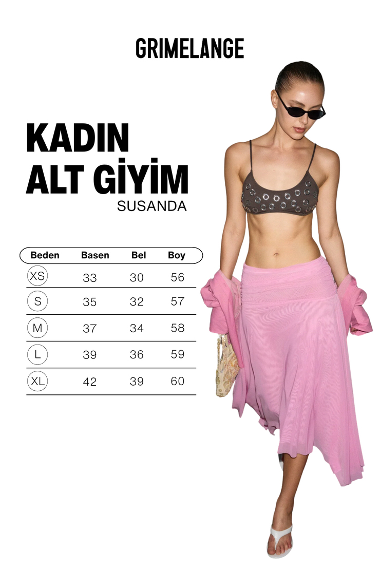 SUSANDA Kadın Yumuşak Ve Esnek Kumaşlı Beli Korsajlı Ve Büzgülü Astarlı Midi Boy Pembe Etek