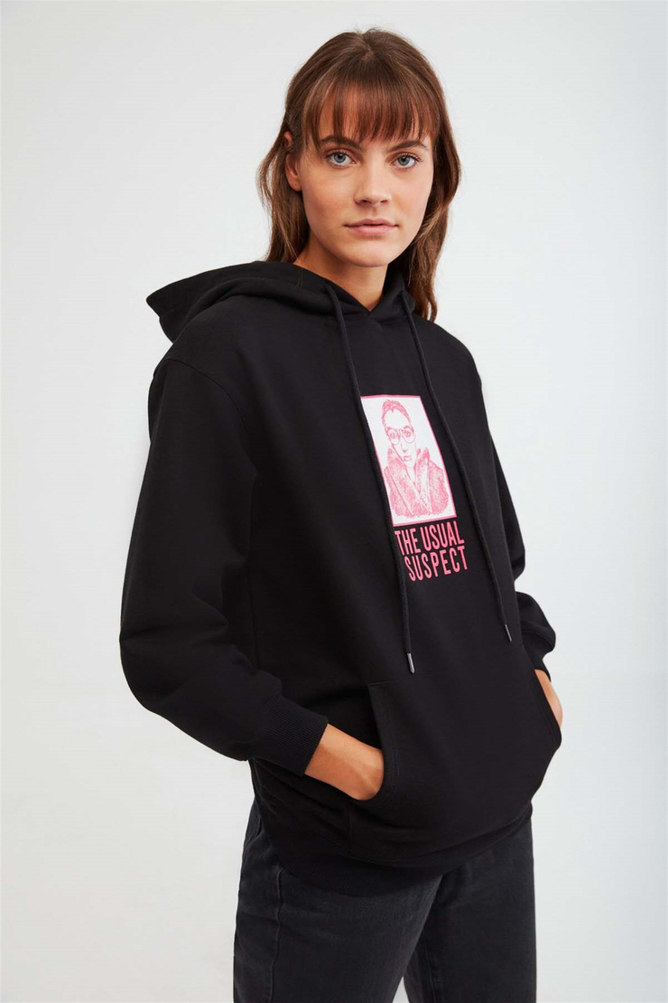 SUSPECT Örme Comfort Fit Siyah  Sweatshirt