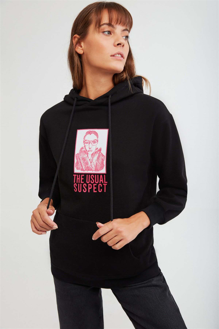 SUSPECT Örme Comfort Fit Siyah  Sweatshirt